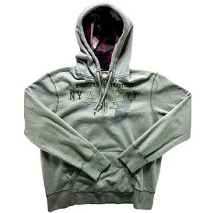 American Eagle Men’s XXL Gray Plaid Hood Hoodie Sweatshirt 1/4 Zip